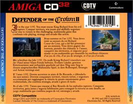 Box back cover for Defender of the Crown 2 on the Commodore Amiga CD32.