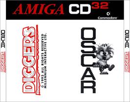 Box back cover for Diggers & Oscar on the Commodore Amiga CD32.