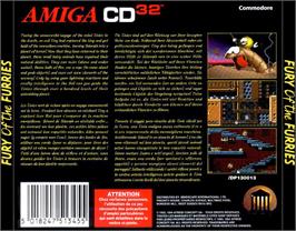 Box back cover for Fury of the Furries on the Commodore Amiga CD32.
