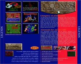 Box back cover for Legends on the Commodore Amiga CD32.