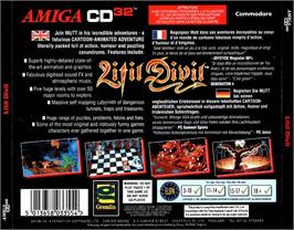 Box back cover for Litil Divil on the Commodore Amiga CD32.