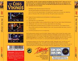 Box back cover for Lost Vikings on the Commodore Amiga CD32.