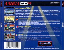 Box back cover for Oscar on the Commodore Amiga CD32.