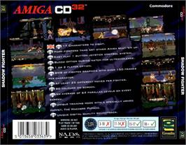 Box back cover for Shadow Fighter on the Commodore Amiga CD32.