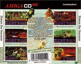 Box back cover for Simon the Sorcerer on the Commodore Amiga CD32.