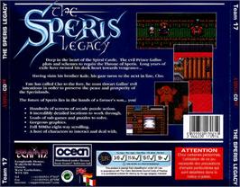 Box back cover for Speris Legacy on the Commodore Amiga CD32.