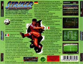 Box back cover for Striker on the Commodore Amiga CD32.