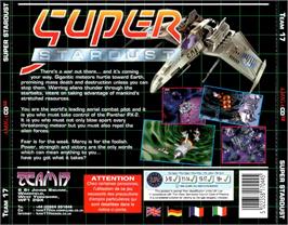 Box back cover for Super Stardust on the Commodore Amiga CD32.