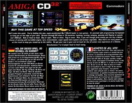 Box back cover for Top Gear 2 on the Commodore Amiga CD32.