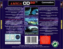 Box back cover for Universe on the Commodore Amiga CD32.