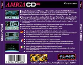 Box back cover for Whale's Voyage on the Commodore Amiga CD32.