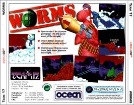 Box back cover for Worms on the Commodore Amiga CD32.