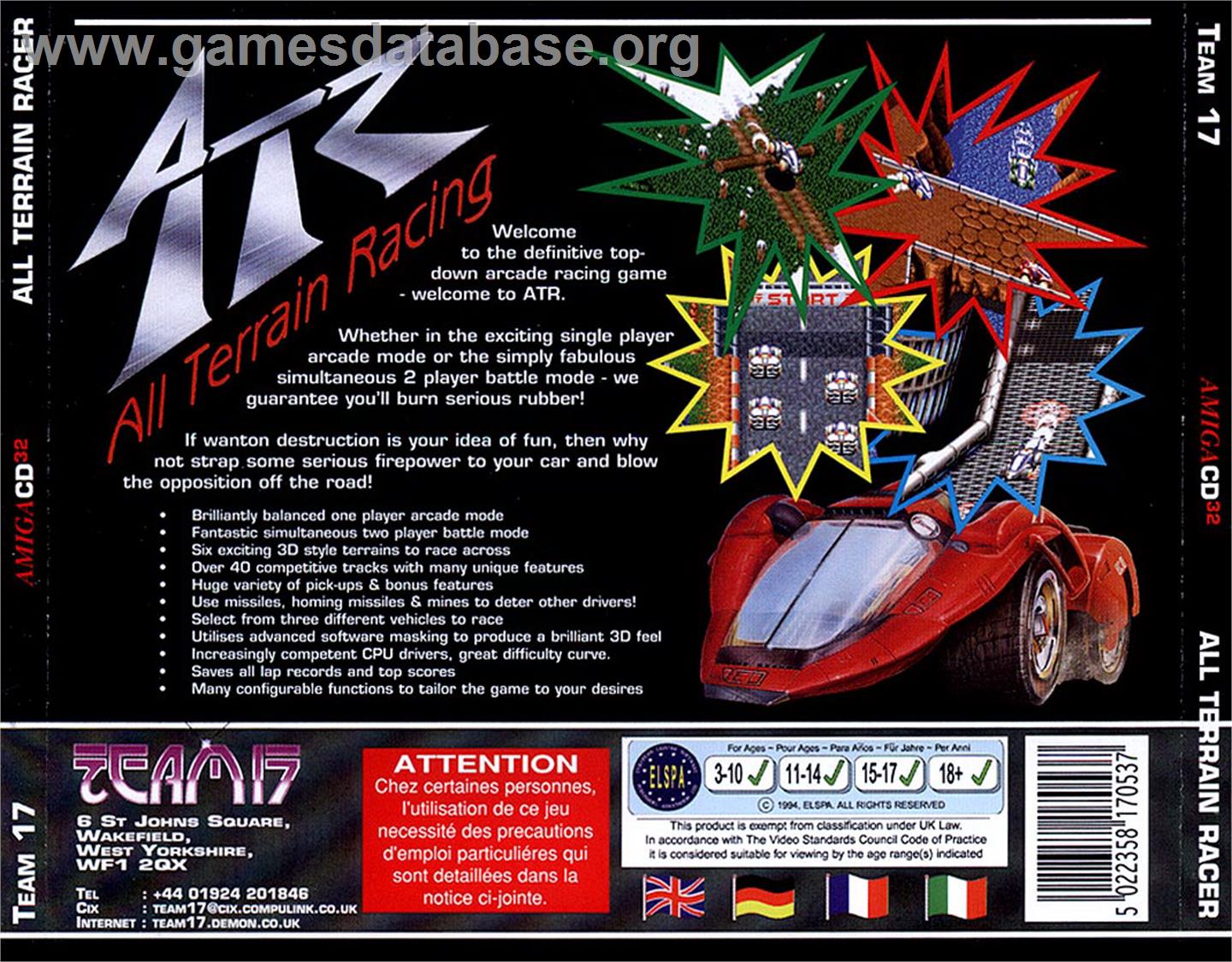 ATR: All Terrain Racing - Commodore Amiga CD32 - Artwork - Box Back
