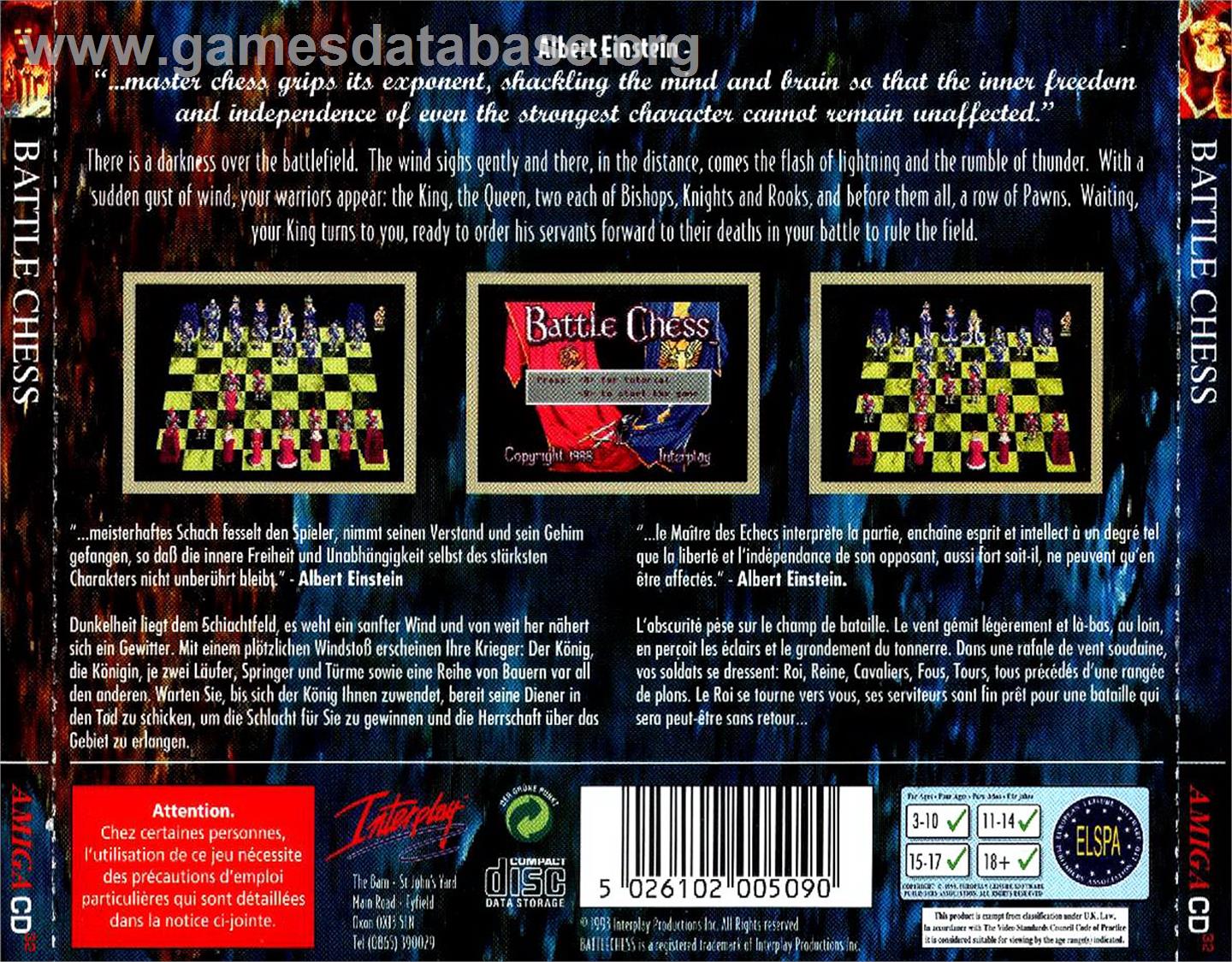 Battle Chess - Commodore Amiga CD32 - Artwork - Box Back