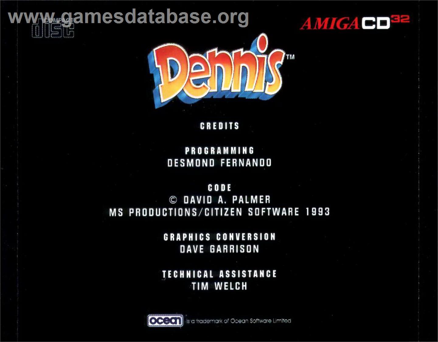 Dennis - Commodore Amiga CD32 - Artwork - Box Back