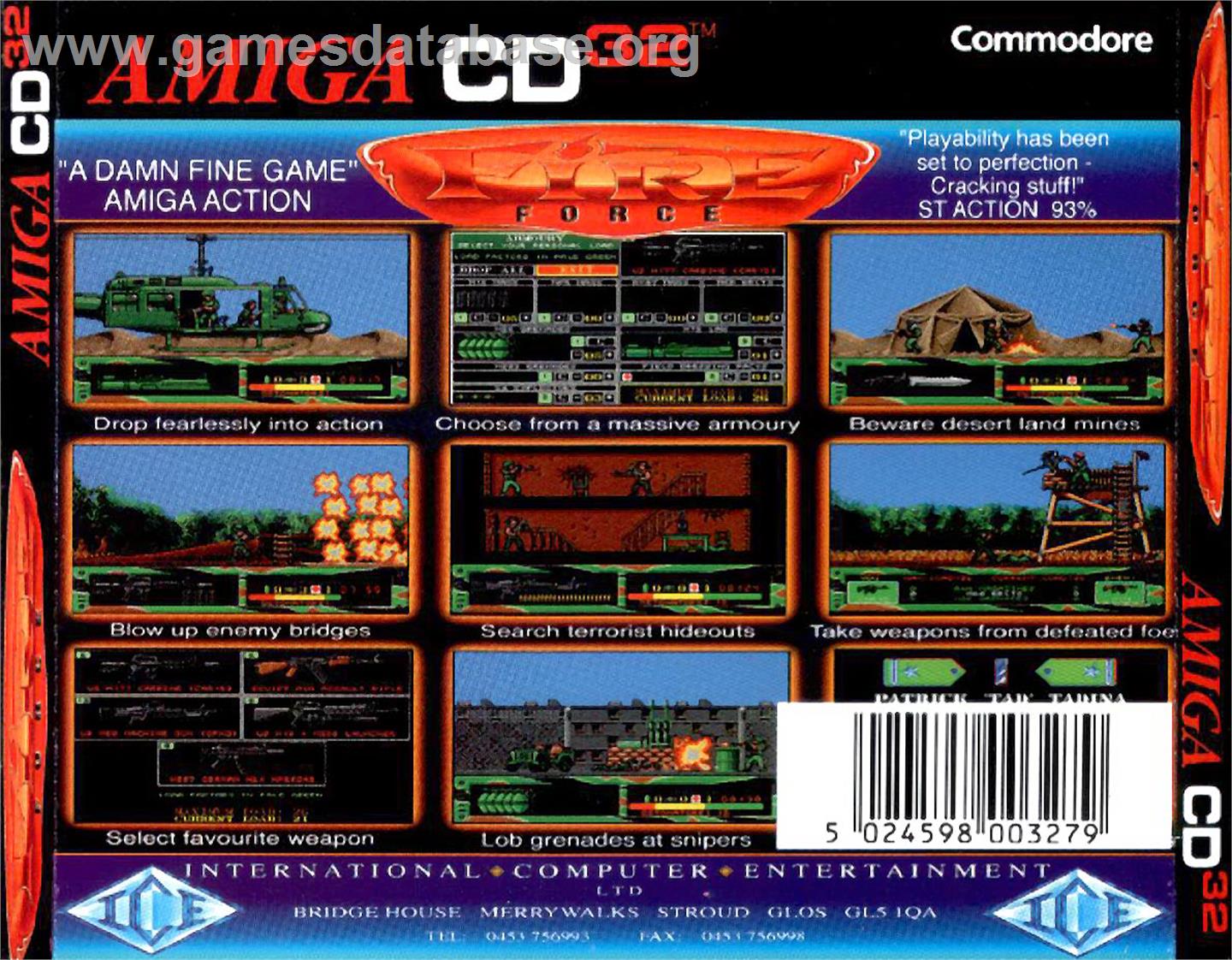 Fire Force - Commodore Amiga CD32 - Artwork - Box Back