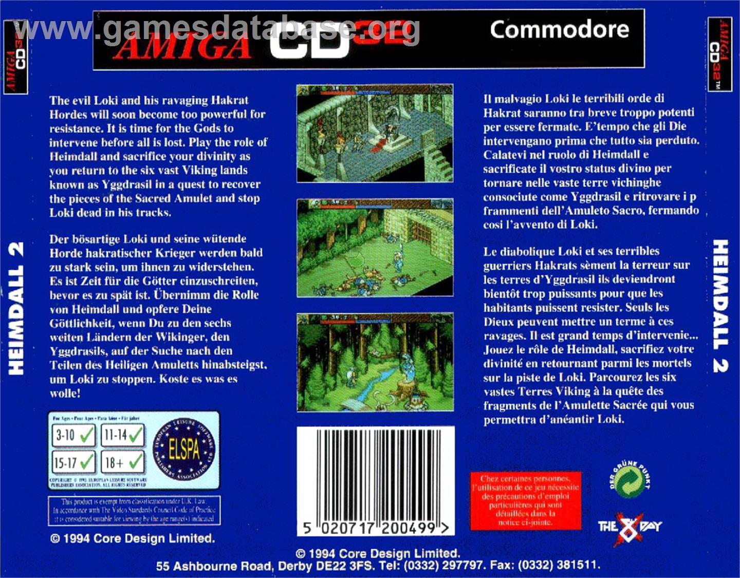 Heimdall 2: Into the Hall of Worlds - Commodore Amiga CD32 - Artwork - Box Back