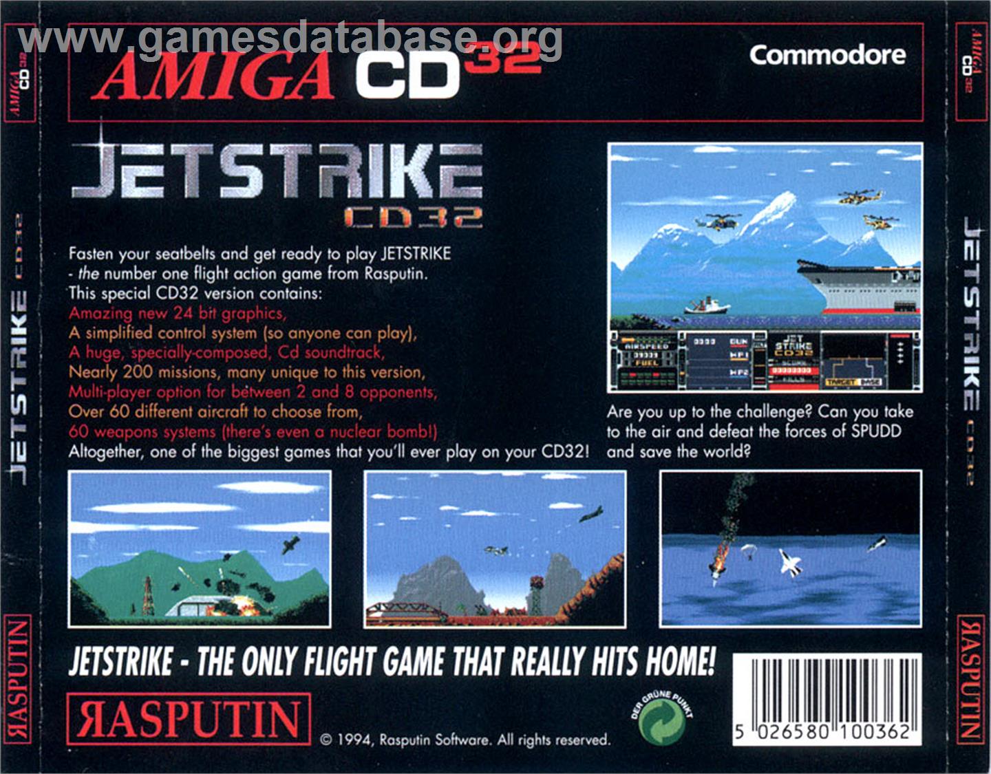 Jet Strike - Commodore Amiga CD32 - Artwork - Box Back