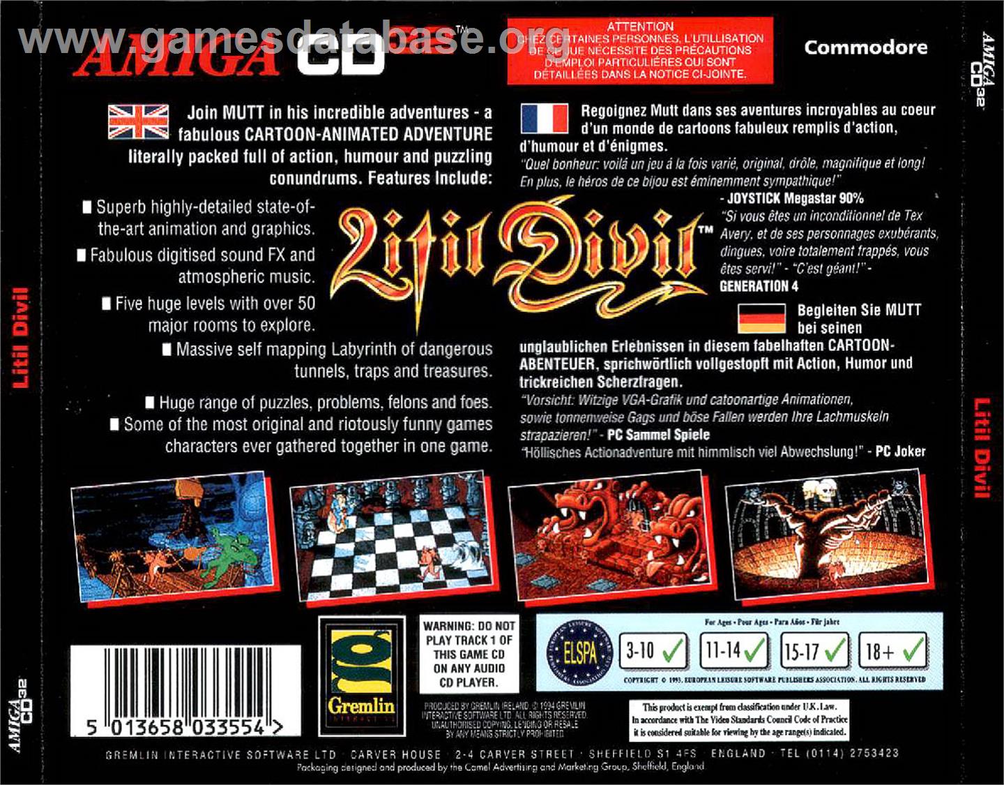 Litil Divil - Commodore Amiga CD32 - Artwork - Box Back