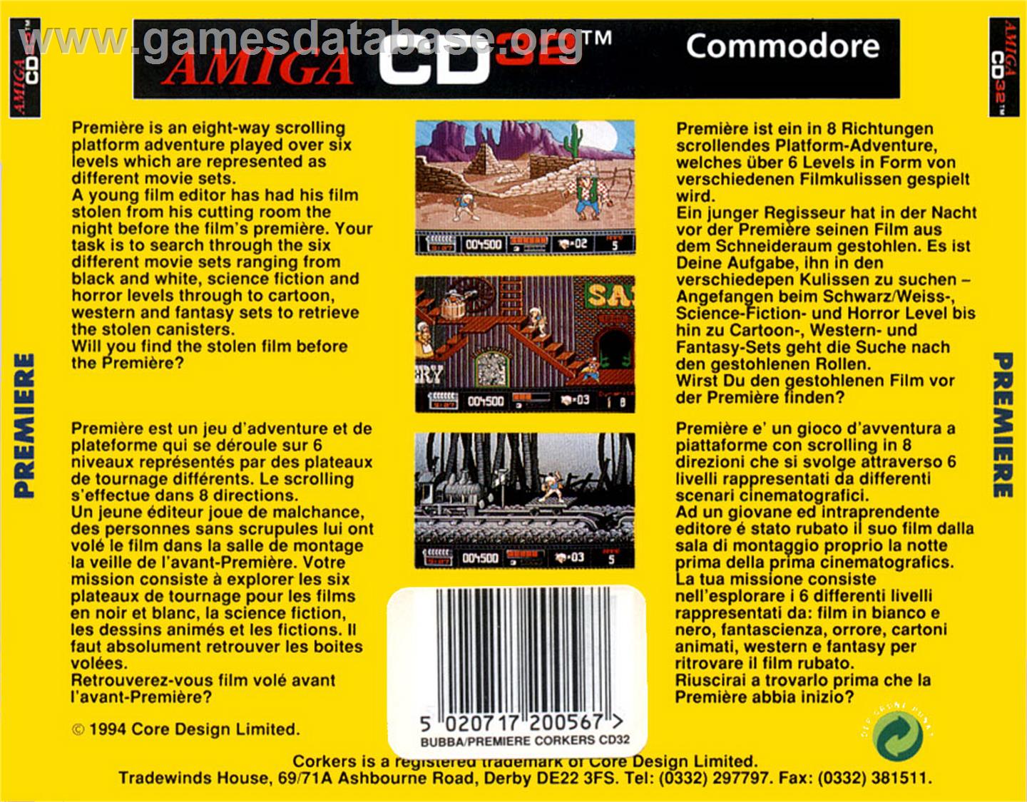 Premiere - Commodore Amiga CD32 - Artwork - Box Back