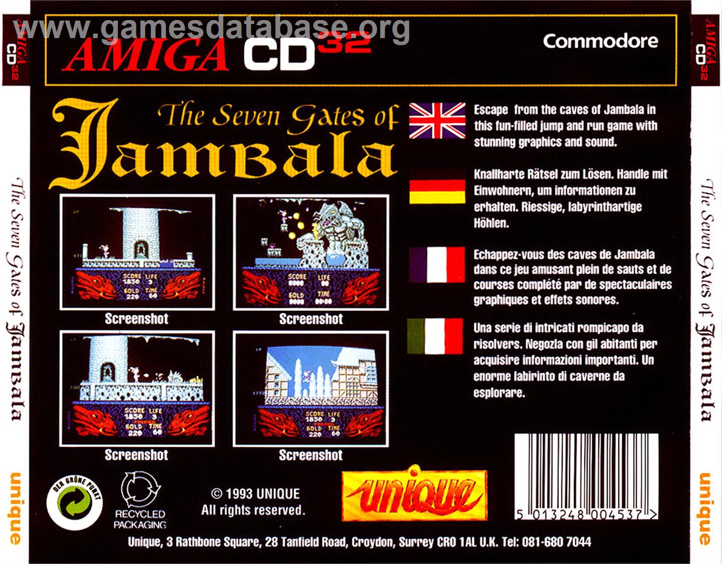 Seven Gates of Jambala - Commodore Amiga CD32 - Artwork - Box Back
