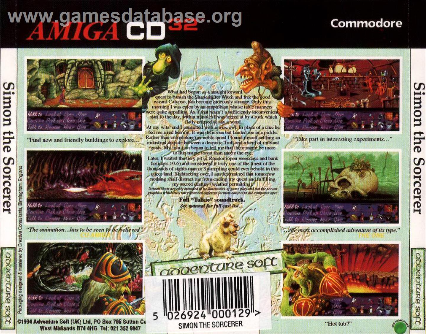 Simon the Sorcerer - Commodore Amiga CD32 - Artwork - Box Back