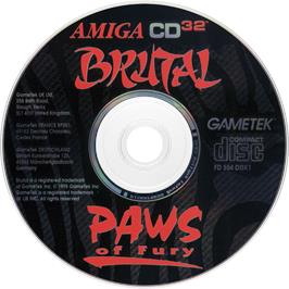 Artwork on the Disc for Brutal: Paws of Fury on the Commodore Amiga CD32.