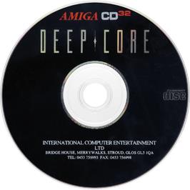 Artwork on the Disc for Deep Core on the Commodore Amiga CD32.