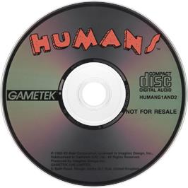 Artwork on the Disc for Humans 1 and 2 on the Commodore Amiga CD32.