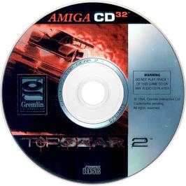 Artwork on the Disc for Top Gear 2 on the Commodore Amiga CD32.