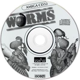Artwork on the Disc for Worms on the Commodore Amiga CD32.