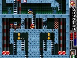 In game image of Base Jumpers on the Commodore Amiga CD32.