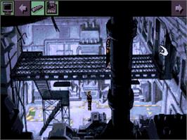 In game image of Beneath a Steel Sky on the Commodore Amiga CD32.