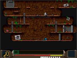 In game image of Benefactor on the Commodore Amiga CD32.