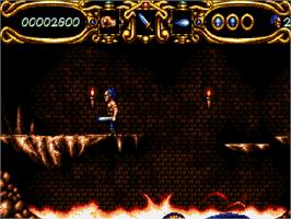 In game image of Myth: History in the Making on the Commodore Amiga CD32.