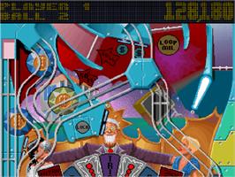 In game image of Pinball Fantasies on the Commodore Amiga CD32.