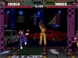 In game image of Shadow Fighter on the Commodore Amiga CD32.