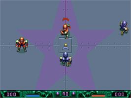 In game image of Speedball 2: Brutal Deluxe on the Commodore Amiga CD32.