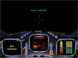 In game image of Star Crusader on the Commodore Amiga CD32.