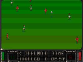 In game image of Striker on the Commodore Amiga CD32.