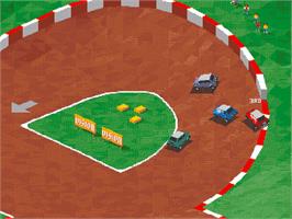 In game image of Super Skidmarks on the Commodore Amiga CD32.