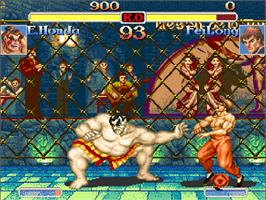 In game image of Super Street Fighter II Turbo on the Commodore Amiga CD32.