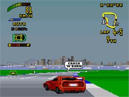 In game image of Top Gear 2 on the Commodore Amiga CD32.