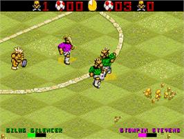 In game image of Wild Cup Soccer on the Commodore Amiga CD32.
