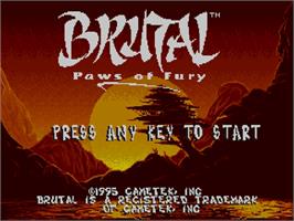 Title screen of Brutal: Paws of Fury on the Commodore Amiga CD32.