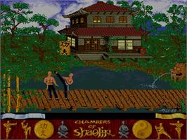 Title screen of Chambers of Shaolin on the Commodore Amiga CD32.