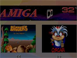 Title screen of Diggers & Oscar on the Commodore Amiga CD32.