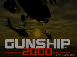 Title screen of Gunship 2000 on the Commodore Amiga CD32.