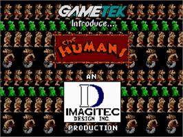 Title screen of Humans 1 and 2 on the Commodore Amiga CD32.