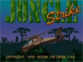 Title screen of Jungle Strike on the Commodore Amiga CD32.